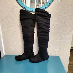 8.5 Over-The-Knee Thigh High Flat Slouchy Shaft Low Heel Boots